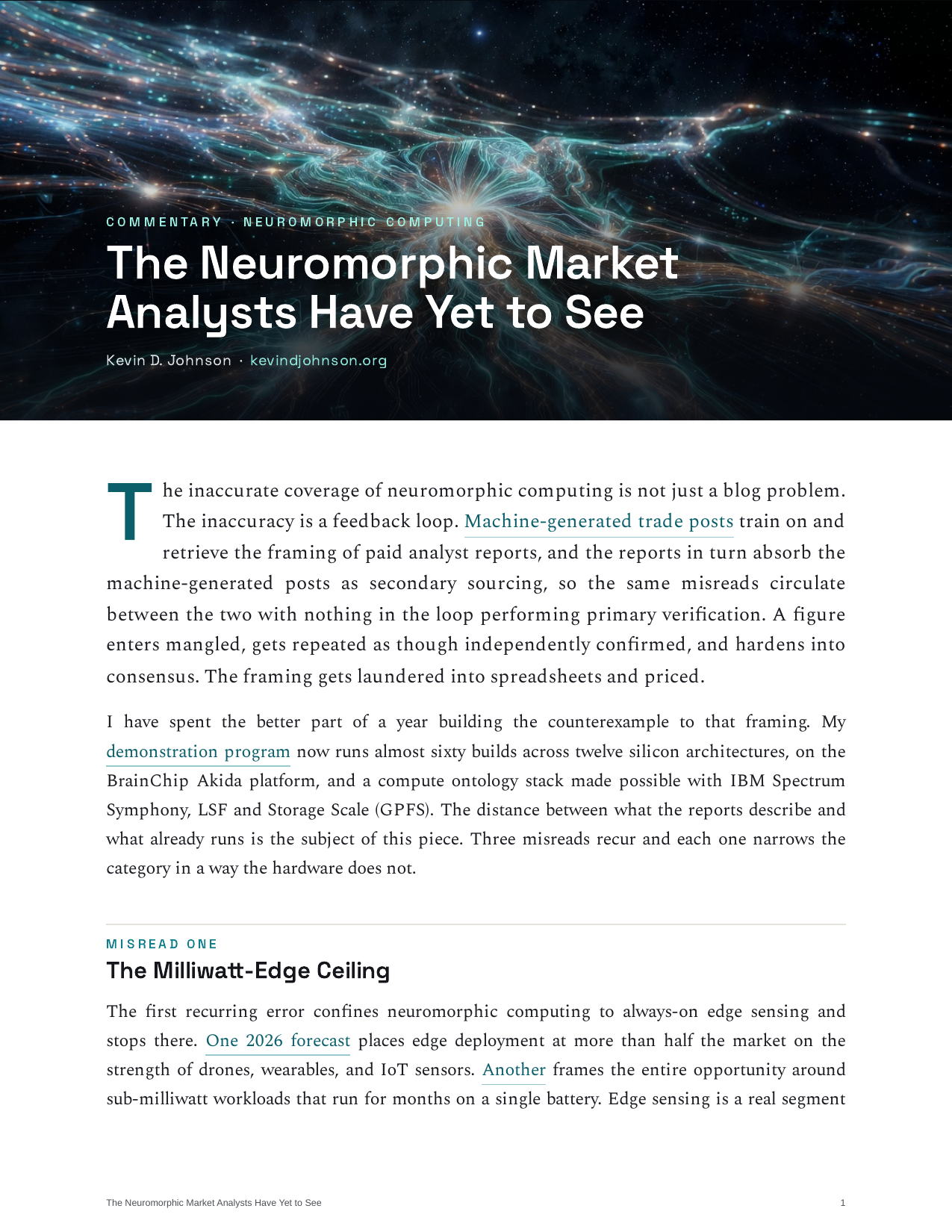 First page of The Neuromorphic Market Analysts Have Yet to See